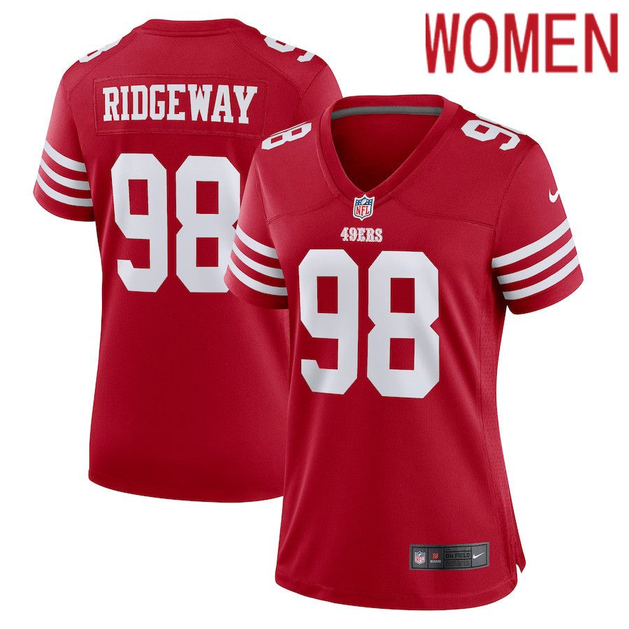 Women San Francisco 49ers 98 Hassan Ridgeway Nike Scarlet Game Player NFL Jersey